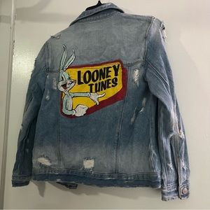 zara girls jean jacket looney toons size 11/12